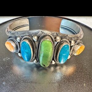 Sterling Silver Bracelet with Multicolor Stones